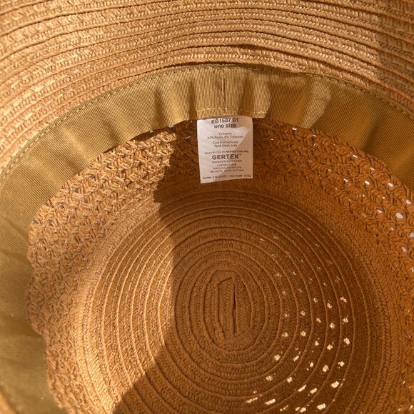 Gertex Straw Beach Hat with Hand painted Black Stripes - So Chic! - Picture 8 of 12